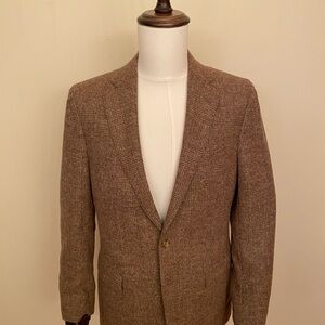 Suitsupply Men’s Brown Houndstooth Plaid Baby Alpaca Wool Suit 38 L Pants 34x30
